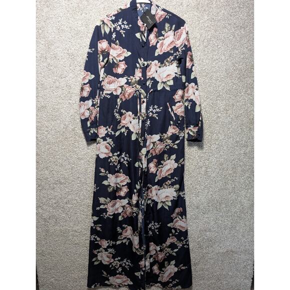 Abayyati Dress Medium Open Blue Floral Sheer Size Small 62 Long - Picture 1 of 9